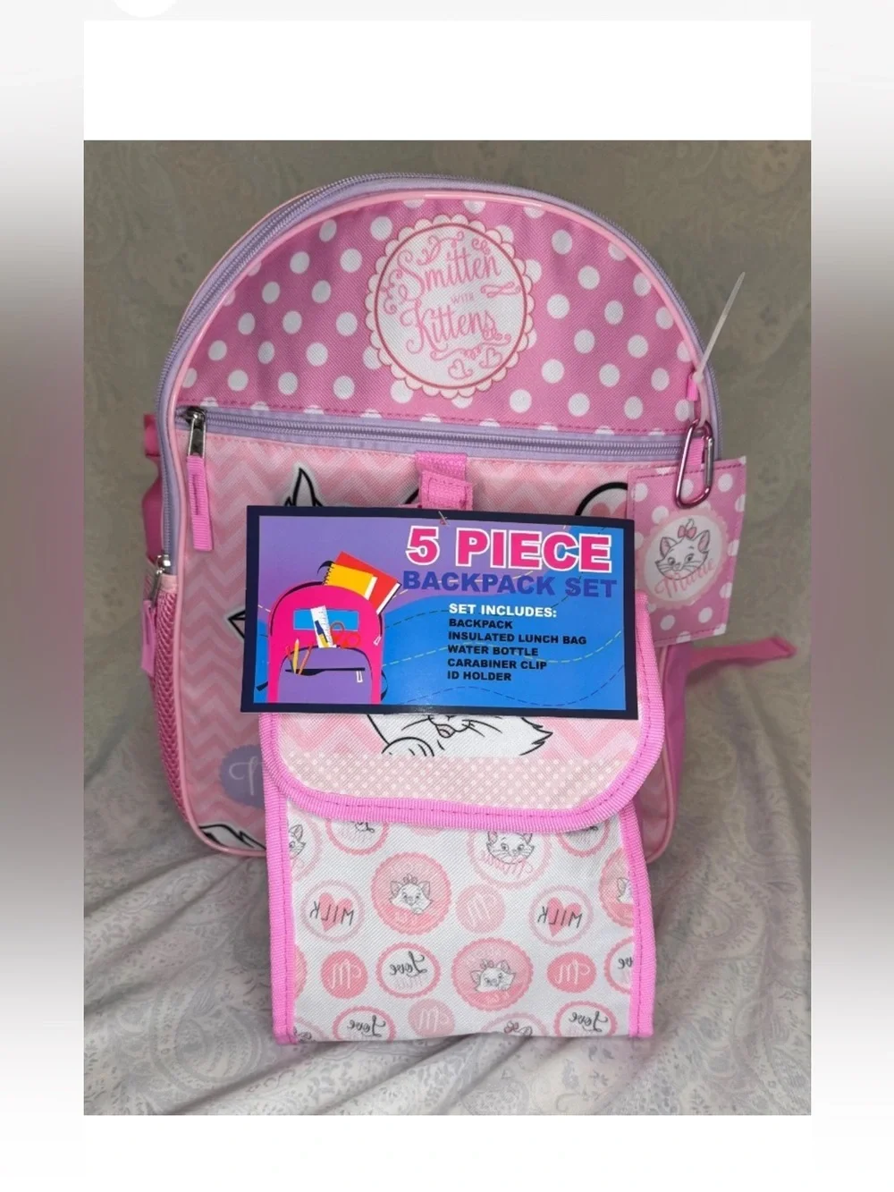 The Aristocats Marie, Berlioz & Toulouse 5 Piece Backpack Set